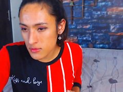 Latina Tranny Wildly Plays Her Dick on Cam