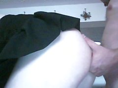 Very white and slim tgirl sucking and fucking a lucky guy