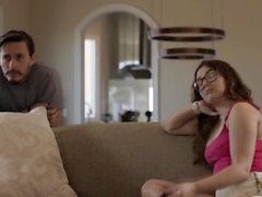 Nerd teen Leana Lovings gets fucked by bestfriends TS gf