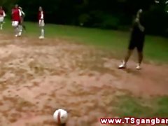 Tranny soccer team fucks coach after win
