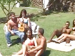 Crazy outdoor group sex with trannies