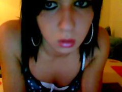 Cute emo Tgirl shows her body and toys her ass at the end