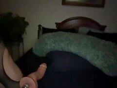 She is masturbating with huge dildo