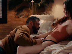 Fat stepdad massages TS stepteen and lets her bang his ass
